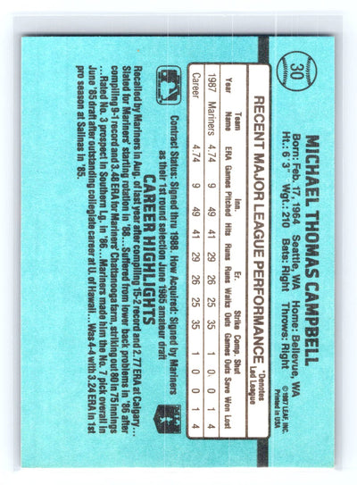 1988 Donruss #30c Mike Campbell