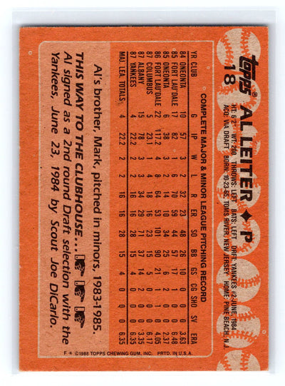 1988 Topps #18b Al Leiter