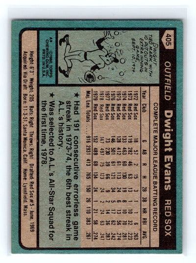 1980 Topps #405 Dwight Evans