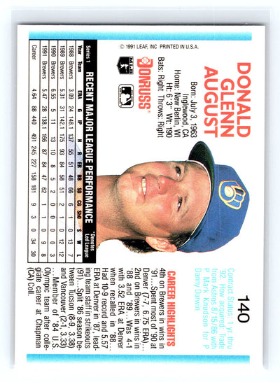 1992 Donruss #140b Don August