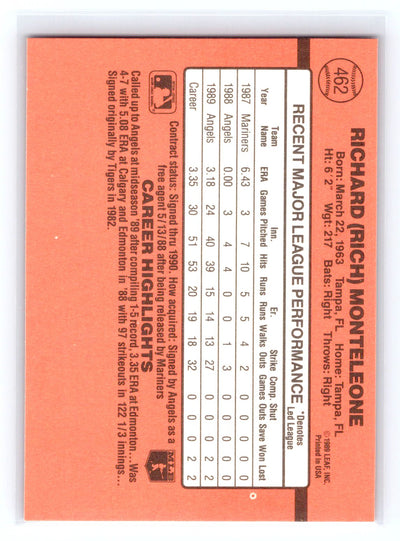 1990 Donruss #462c Rich Monteleone