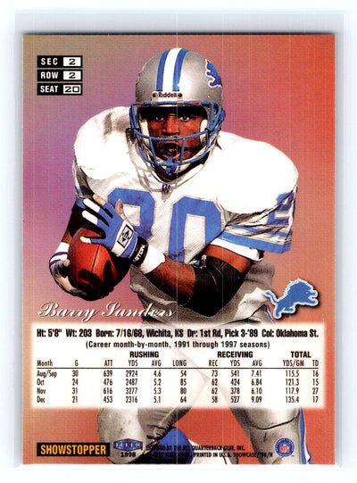 1998 Flair Showcase #20 Barry Sanders Flair Showcase Row 2 (Style)