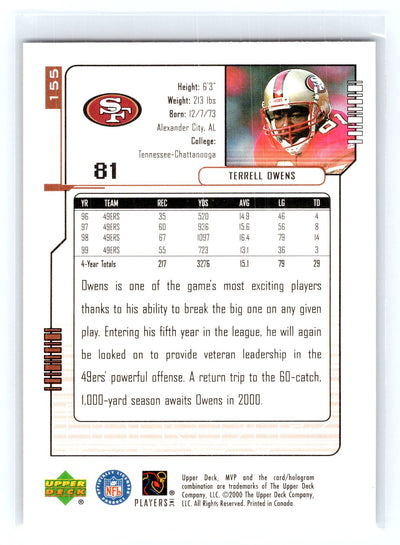 2000 Upper Deck MVP #155 Terrell Owens