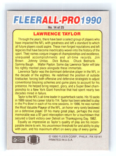 1990 Fleer #14 Lawrence Taylor All-Pro