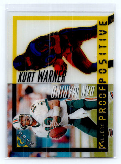 2000 Topps Gallery #P1 Dan Marino / Kurt Warner Proof Positive