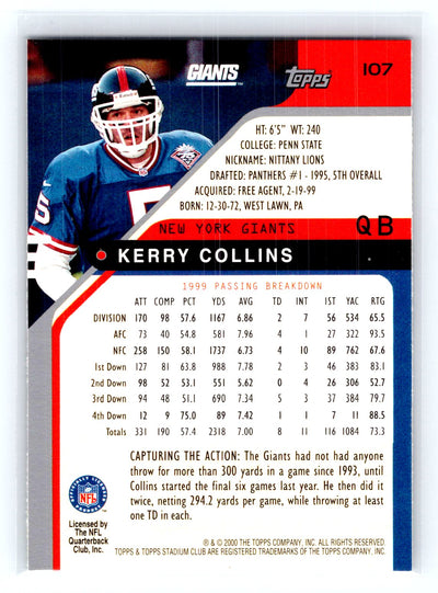 2000 Stadium Club #107 Kerry Collins