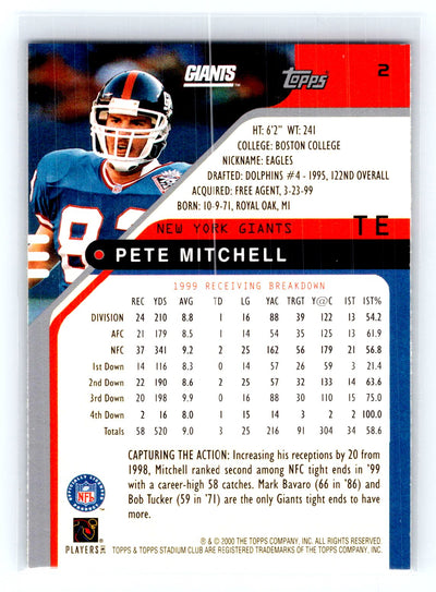 2000 Stadium Club #2 Pete Mitchell