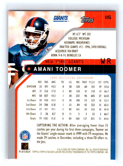 2000 Stadium Club #115 Amani Toomer