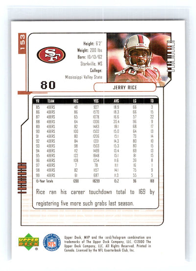 2000 Upper Deck MVP #153 Jerry Rice