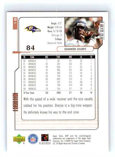 2000 Upper Deck MVP #18 Shannon Sharpe