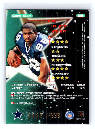 1998 Topps Stars #99 Greg Ellis Gold Star