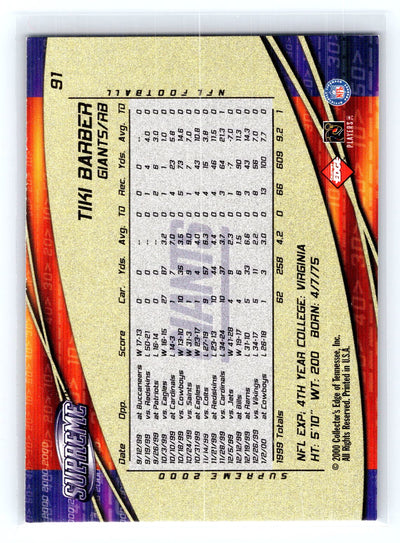 2000 Collector's Edge Supreme #91 Tiki Barber