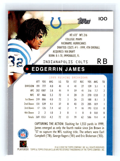 2000 Stadium Club #100 Edgerrin James