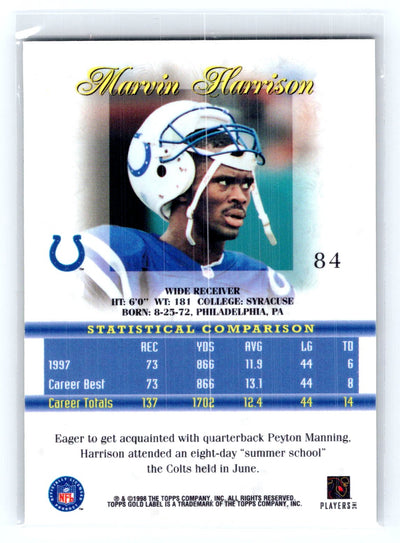 1998 Topps Gold Label #84 Marvin Harrison
