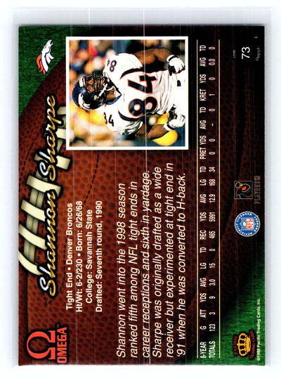 1998 Pacific Omega #73 Shannon Sharpe