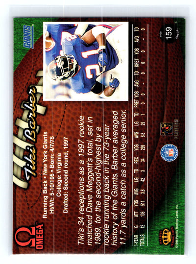 1998 Pacific Omega #159 Tiki Barber
