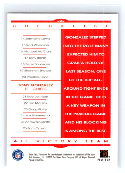 2000 Upper Deck Victory #222 Tony Gonzalez