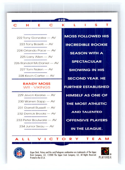 2000 Upper Deck Victory #220 Randy Moss