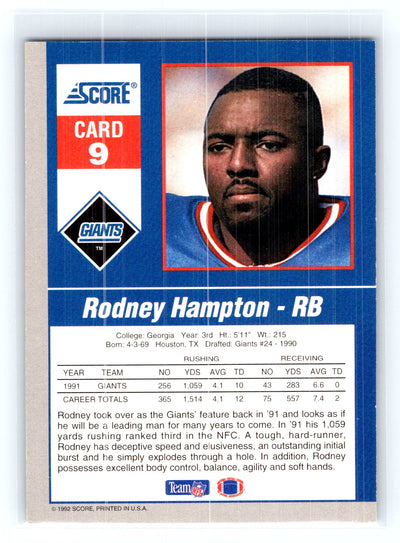 1992 Score #9 Rodney Hampton Gridiron Stars