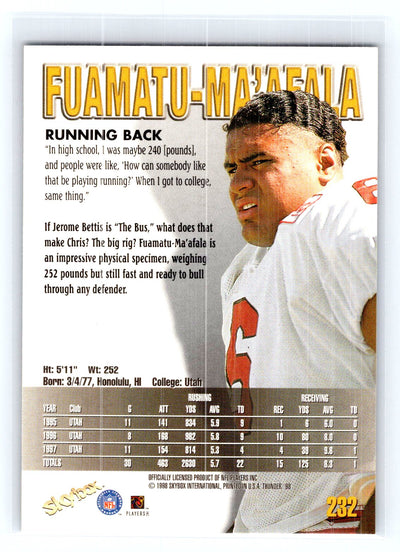 1998 SkyBox Thunder #232 Chris Fuamatu-Ma'afala