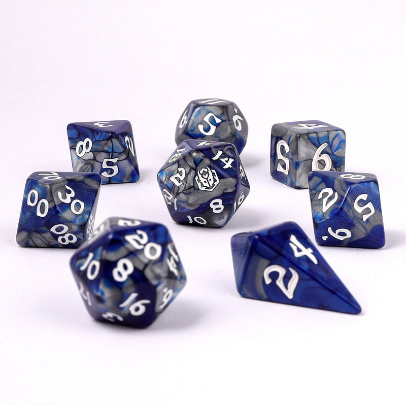 Wholesale Wyrmforged Rollers - Rounded Edge 8 Piece Polyhedral Dice set - Paladin Steel
