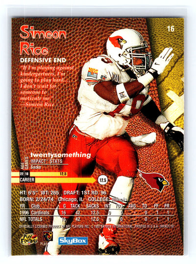 1997 SkyBox Impact #16 Simeon Rice