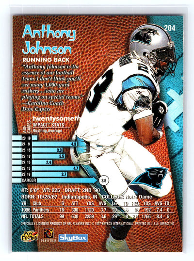 1997 SkyBox Impact #204 Anthony Johnson