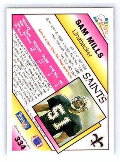 1991 Pacific #334 Sam Mills