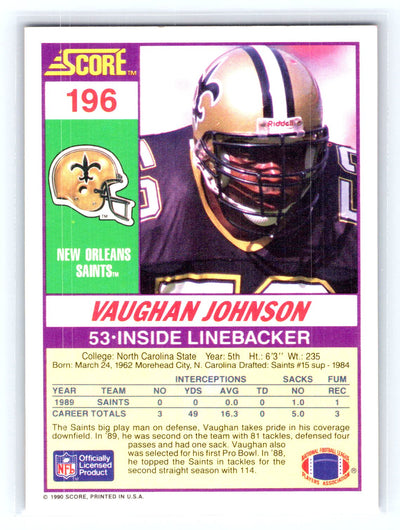 1990 Score #196 Vaughan Johnson