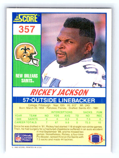 1990 Score #357 Rickey Jackson