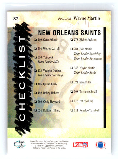 1993 Upper Deck #87 Saints Checklist
