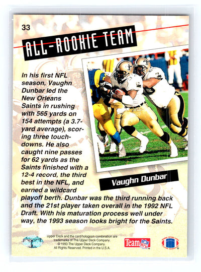 1993 Upper Deck #33 Vaughn Dunbar