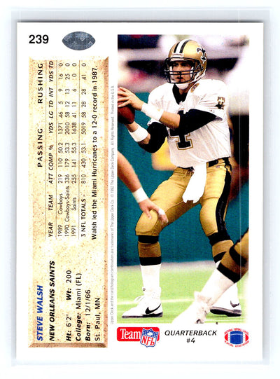 1992 Upper Deck #239 Steve Walsh