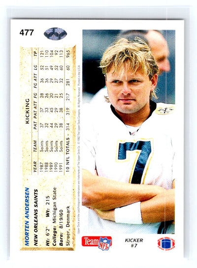 1992 Upper Deck #477 Morten Andersen