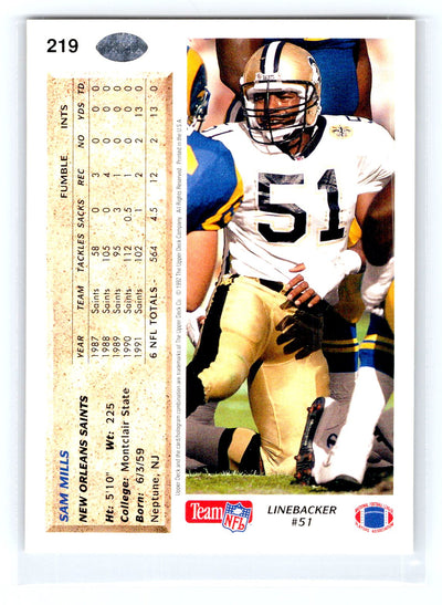 1992 Upper Deck #219 Sam Mills