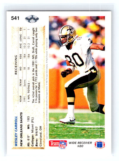 1992 Upper Deck #541 Wesley Carroll