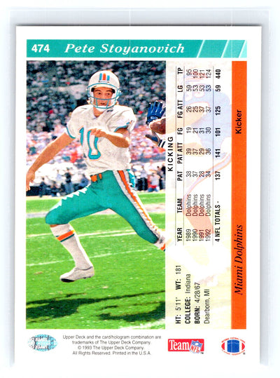 1993 Upper Deck #474 Pete Stoyanovich