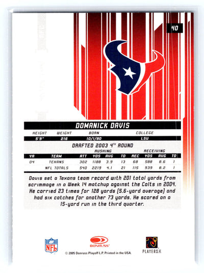 2005 Leaf Rookies & Stars Longevity #40 Domanick Davis
