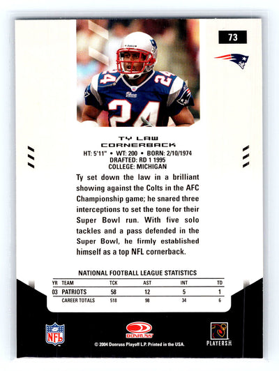 2004 Leaf Certified Materials #73 Ty Law