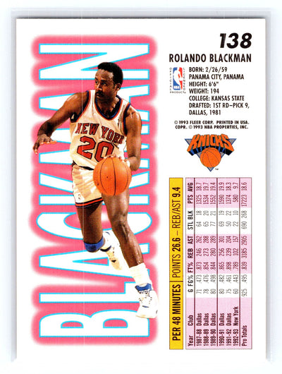 1993-94 Fleer #138 Rolando Blackman