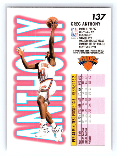 1993-94 Fleer #137 Greg Anthony