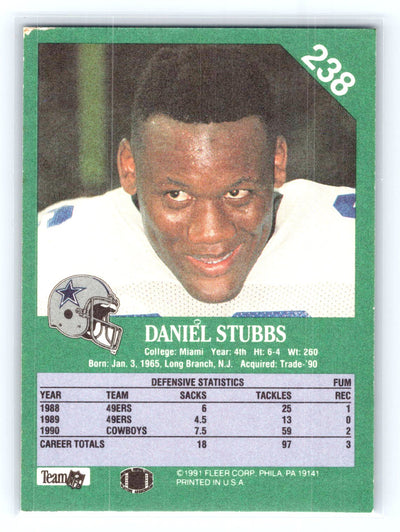 1991 Fleer #238b Danny Stubbs Daniel on back
