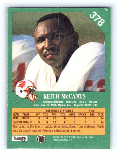 1991 Fleer #378 Keith McCants