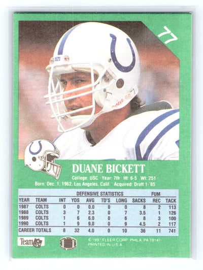 1991 Fleer #77 Duane Bickett