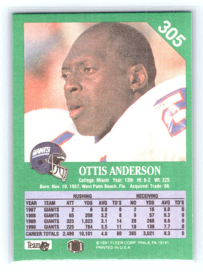 1991 Fleer #305 Ottis Anderson