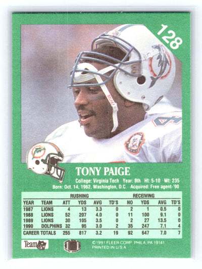 1991 Fleer #128 Tony Paige