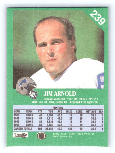 1991 Fleer #239 Jim Arnold