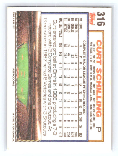 1992 Topps Micro #316 Curt Schilling