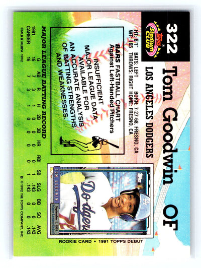 1992 Stadium Club #322 Tom Goodwin