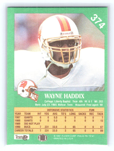 1991 Fleer #374 Wayne Haddix